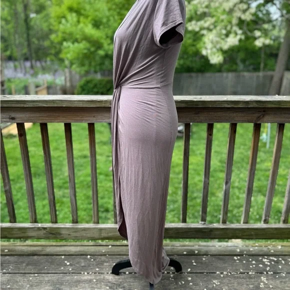 Rolla Coster taupe Ruched Midi Stretch Dress Large - Picture 3 of 7